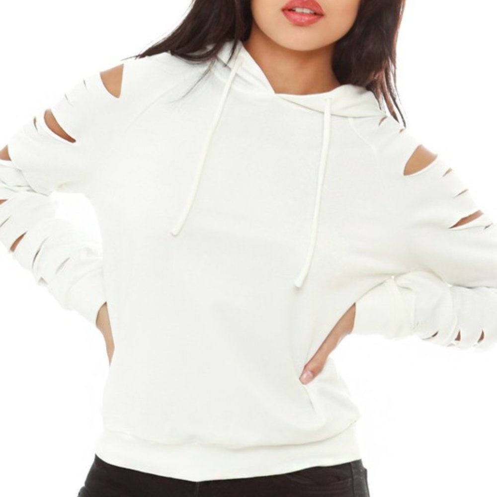 Stylish Hoodie w/ cutout sleeve detail